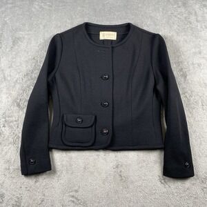 Vtg Kimberly Cardigan Womens Small Black Wool Sweater Pinup Lady Jacket 60s READ